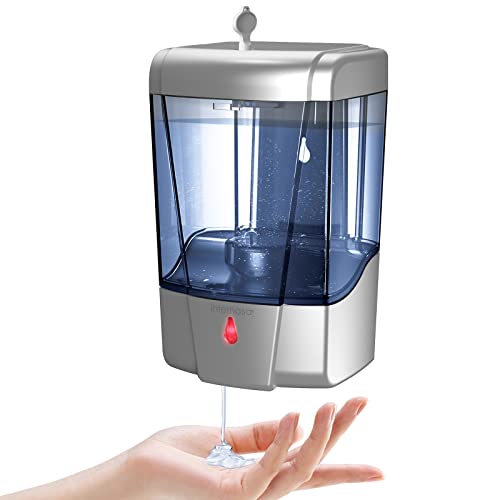 interhasa! Soap Dispenser, Touchless Hand Sanitizer Dispenser Wall Mount 600ml Automatic Kitchen Soap Dispenser for Commercial Home, Office (Silver) - color: Silver