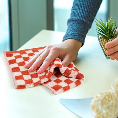 Jacquotha Wash Cloths Checkered 4 Pack 4 Colors | Cotton Washcloths for Face Body, 13 x 13 Inches Daily Cleansing Kitchen Towels - color: 4 Colors