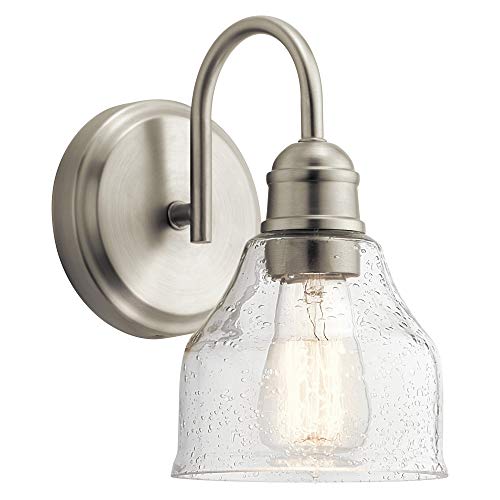 Kichler Avery 9.25" 1 Light Vanity Light with Clear Seeded Glass Brushed Nickel - color: Brushed Nickel, size: 1-Light