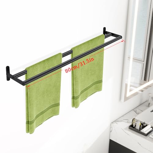 Double Towel Bar, 32 Inch Towel Racks for Bathroom, Stainless Steel Bathroom Towel Holder, Towel Rack Wall Mounted Towel Hanger Towel Rod, Matte Black - size: 32 Inch