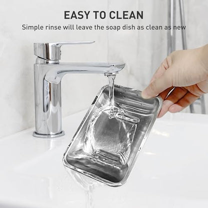 Stainless Steel Soap Dish for Kitchen Sink, Large Draining Tray | Metal Soap Holder for Bathroom, Shower, Kitchen Sink Counter, Container for Sponges, Steel wool, Scrub brushes, Anti-Rust - color: Large Round Hole