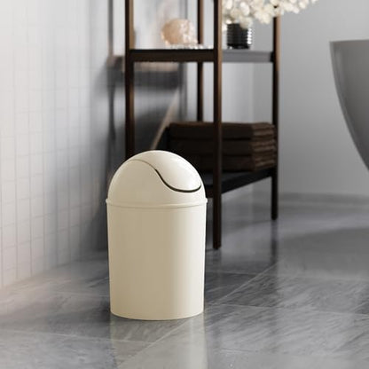 Umbra 1.25 Gallon Mini Waste Can with Removable Swing-Top Lid - Small Garbage Bin for Kitchen, Bathroom, Bedroom, Office - Compact Trash Can Fit Under Tables & Counters - Sand - color: Sand