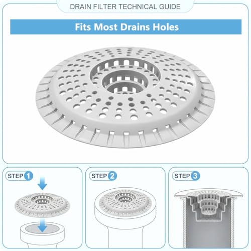 Silicone Shower Drain Hair Catcher,Anti-Clogging Pet Hair & Debris | Hair Stopper Drain Strainer for Bathroom Sink & Bathtub, Cover & Trap for Most Tubs, Stays in Place, Ease of Cleaning,3 Pack
