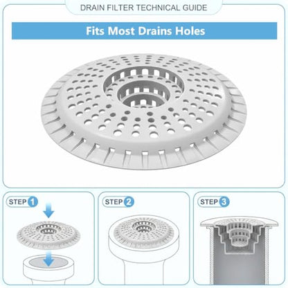 Silicone Shower Drain Hair Catcher,Anti-Clogging Pet Hair & Debris | Hair Stopper Drain Strainer for Bathroom Sink & Bathtub, Cover & Trap for Most Tubs, Stays in Place, Ease of Cleaning,3 Pack