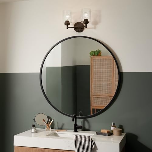 KICHLER Winslow 12.75" 2 Light Vanity Light with Clear Seeded Glass in Olde Bronze® - color: Old Bronze, size: 13"