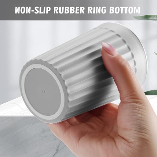 Toothbrush Cup Holder for Bathroom,Reusable Stainless Steel Bathroom Cup | 3"x4.5" Unbreakable White Bathroom Tumbler Cup ,300ml Easy To Clean Striated Mouthwash Cup - color: Gray