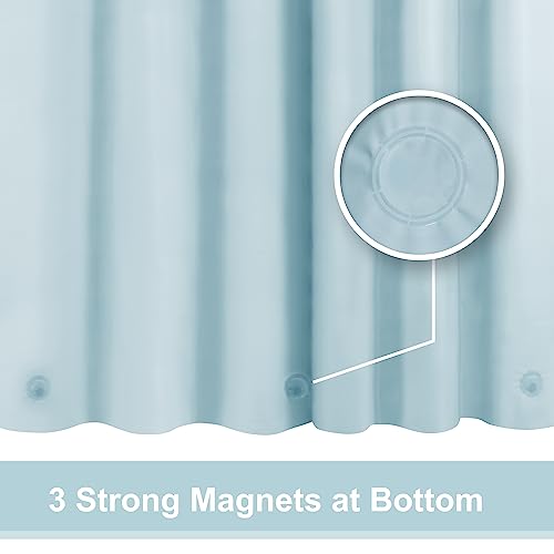 Barossa Design Shower Curtain Liner Light Blue, Standard Size | Premium PEVA, BPA & PVC Free, No Chemical Smell, Metal Grommets, Lightweight Shower Curtain with 3 Magnets for Bathroom - color: Light Blue, size: 72"W x 72"L (Pack of 1)