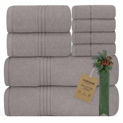8 Piece Bath Towels for Bathroom - 100% Cotton, Soft Absorbent Bathroom Towels Set - 2 Extra Large Bath Towels, 2 Hand Towels & 4 Washcloths - Hotel Spa Thick Plush Towel, Silver Gray - color: Silver Gray (Pack of 8)