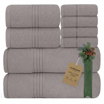 8 Piece Bath Towels for Bathroom - 100% Cotton, Soft Absorbent Bathroom Towels Set - 2 Extra Large Bath Towels, 2 Hand Towels & 4 Washcloths - Hotel Spa Thick Plush Towel, Silver Gray - color: Silver Gray (Pack of 8)