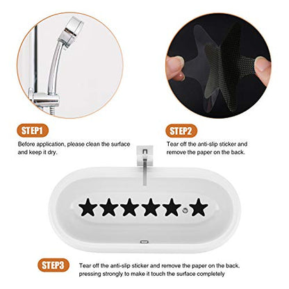 Secopad Anti Slip Shower Stickers, 24 PCS Safety Bathtub Sticker Adhesive Decals with Premium Scraper (Black) - color: Black