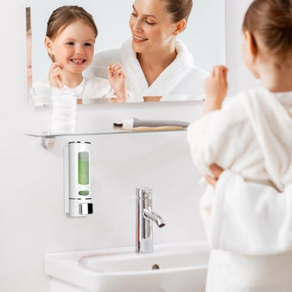 Foam Hand Liquid Soap Dispenser, 400ml Bathroom Shower Dispenser Gel Container Shower Pump Dispenser and Organizer for Bathroom Kitchen Hotel, Refillable Liquid Lotion Soap Dispenser Wall Mounted - color: White