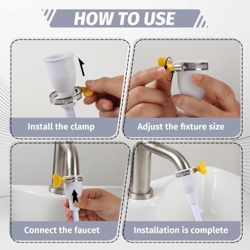2 Pack Faucet Hose Adapter for Sink, 6.56FT Flexible PVC Water Tube Water Supply Extension with Adjustable Faucet Connector Hose Clamp for Pet Bathing, Plant Watering and Outdoor Cleaning