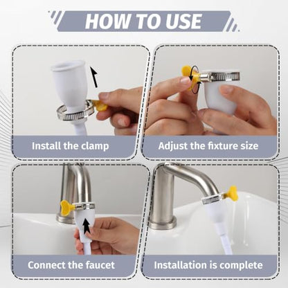 2 Pack Faucet Hose Adapter for Sink, 6.56FT Flexible PVC Water Tube Water Supply Extension with Adjustable Faucet Connector Hose Clamp for Pet Bathing, Plant Watering and Outdoor Cleaning