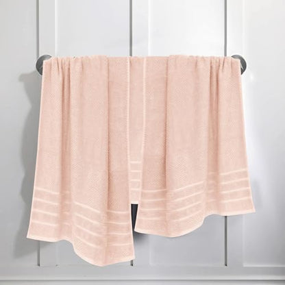 Feather & Stitch 100% Cotton 625 GSM Bath Towel Set of 6, Ultra Soft Highly Absorbent 2 Bath Towels, 2 Hand Towels & 2 Washcloth - Luxury Quick Dry Shower Towels (Pale Peach) - color: Pale Peach