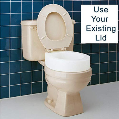 Carex Toilet Seat Riser, Round Raised Toilet Seat Adds 3.5 inches to Toilet Height, for Assistance Bending or Sitting, 300 Pound Weight Capacity Toilet Riser - style: Round