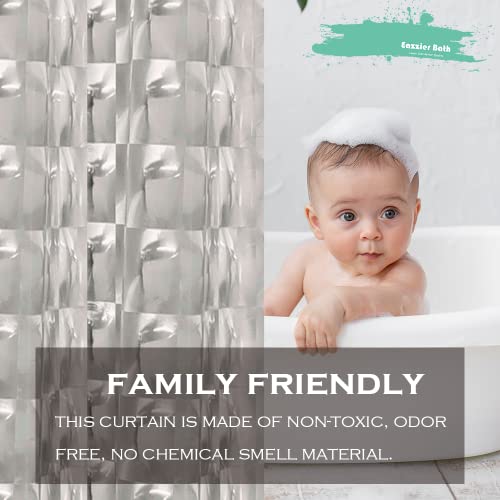 3D Crystal Grey Plastic Shower Curtain Liner, 72x72 Inch Thin Lightweight Ice Cube Plastic Bathroom Shower Showroom Inner Curtain with Rustproof Metal Grommet Holes and Weighted Magnets - color: C-grey, size: 72"W x 72"L (Pack of 1)