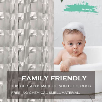 3D Crystal Grey Plastic Shower Curtain Liner, 72x72 Inch Thin Lightweight Ice Cube Plastic Bathroom Shower Showroom Inner Curtain with Rustproof Metal Grommet Holes and Weighted Magnets - color: C-grey, size: 72"W x 72"L (Pack of 1)