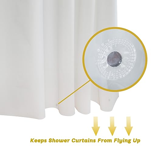 White Shower Liner 72x84 Extra Long, PEVA Waterproof Built in Hooks | Plastic Vinyl Waterproof Heavy Duty Bathroom Curtain Hook Free Shower Liner with Bottom Magnets - color: White, size: 72"W x 84"L (Pack of 1)