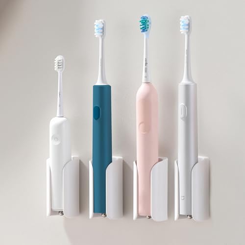 Electric Toothbrush Holder for Bathroom, Wall-Mounted Toothbrush Stand with Self-Adhesive, Compact Bathroom Caddy for Electric Toothbrushes (White-4pcs) - color: White-4pcs