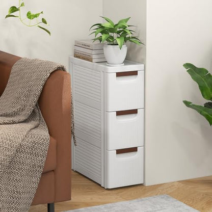 POWERSTONE 3-Drawer Plastic Storage Cart, Narrow Organizer Rolling Cart with 4 Wheels, Space-Saving Slim Mobile Utility for Bedroom, Bathroom, Office & Classroom - size: 22.5"H 3 Drawer