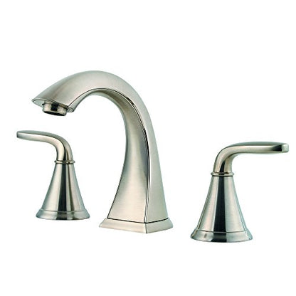 Pfister Pasadena 8 inch Widespread 3 Hole Bathroom Sink Faucet with 2 Handles, Brushed Nickel Finish, Push & Seal Drain, Water-Efficient WaterSense Certified LF049PDKK - color: Brushed Nickel