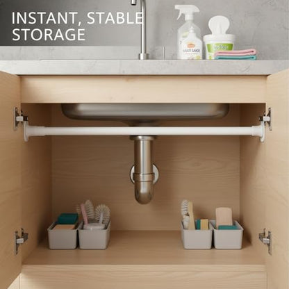 Adjustable Telescopic Cabinet Shelf, Tool-Free Under Sink Organizer Rack, Carbon Steel and PP Plastic Storage Solution for Kitchen and Bathroom - size: 15.75 x 0.51 x 0.39 in