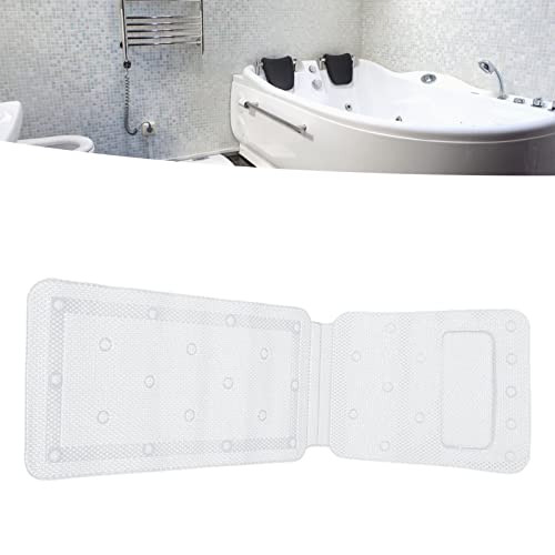Full Body Spa Bath Mattress Cushion, Bathtub Mat with 30 Suction Cups, Quilted Foam Bathtub Mat with Breathable Mesh for Smooth Tubs, Hangable Full Length Bath Tub Mat