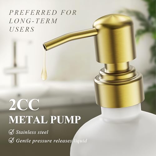 Cisily Kitchen Soap Dispenser Set Comes with Ceramics Sponge Holder, Gold Pumps, and Instant Dry Tray, Hand and Dish Soap Dispenser Set (4, Gold + White + Brush Holder) - color: Gold + White + Brush Holder