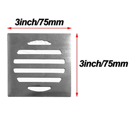 NGe 4Pcs Silver Tone 304 Stainless Steel Square Floor Drain Cover Drain Protection Cover 3 Inch 6 Holes - size: Square 3 Inch