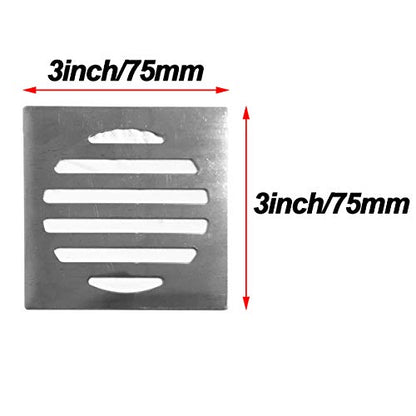 NGe 4Pcs Silver Tone 304 Stainless Steel Square Floor Drain Cover Drain Protection Cover 3 Inch 6 Holes - size: Square 3 Inch