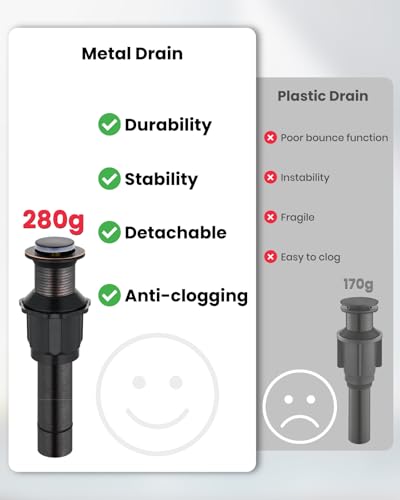 gotonovo Bathroom Vessel Sink Faucet Metal Pop Up Drain, Oil Rubbed Bronze | Tall Bathroom Faucet 1 Hole Single Handle Modern Round Body, cUPC Water Supply Hoses, for Basin Vanity Lavatory Restroom Rv - color: Bronze