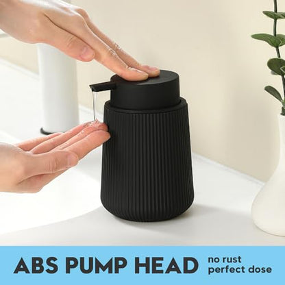 YAUKPH Striped Liquid Hand Soap Dispenser Black | with Leak-Proof Pump for Bathroom and Kitchen Countertop 11oz - color: Black, size: Liquid Dispenser