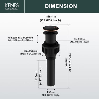 Oil Rubbed Bronze Pop Up Bathroom Sink Drain Stopper Without Overflow | Bathroom Vanity Sink Drain Assembly, Built-in Anti-Clogging Strainer, Plastic Pop Up Drain for Bathroom Vanity Vessel Sink - color: Oil-rubbed Bronze, size: Big Pop up Cap (Without Ov