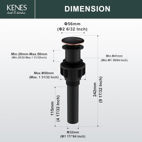 Oil Rubbed Bronze Pop Up Bathroom Sink Drain Stopper Without Overflow | Bathroom Vanity Sink Drain Assembly, Built-in Anti-Clogging Strainer, Plastic Pop Up Drain for Bathroom Vanity Vessel Sink - color: Oil-rubbed Bronze, size: Big Pop up Cap (Without Ov