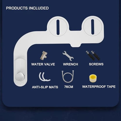 Bidet Attachment for Toilet Non Electric Bidet Seat Attachment Dual Nozzle with Retractable Nozzles Adjustable Water Pressure Control