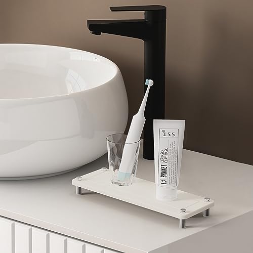 Kitchen Sink Caddy Diatomite Water Absorbing Stone Tray, White | Bathroom Countertop Organizer Faucet Drying Mat Coaster Soap Dish Sponge Dispenser Holder - color: White