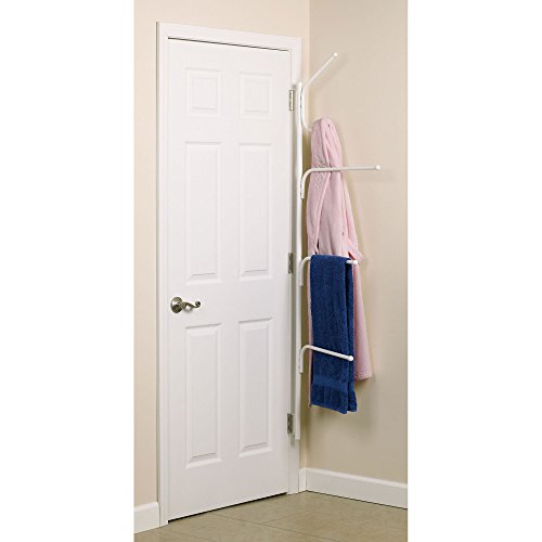 Household Essentials Hinge-It Clutterbuster Valet Family Towel Bar, White - color: White