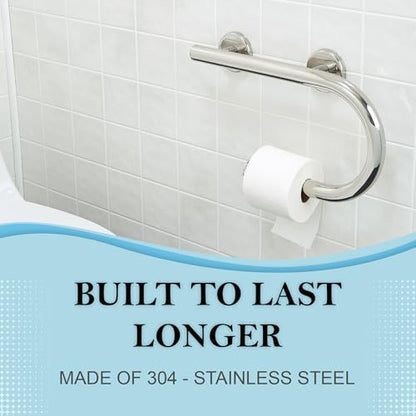 Grab Bar Toilet Paper Holder - Bathroom Safety Aid/304 Stainless/Right/Polished Chrome/ 16.5"x 10" - color: Polished Chrome, Right Hand
