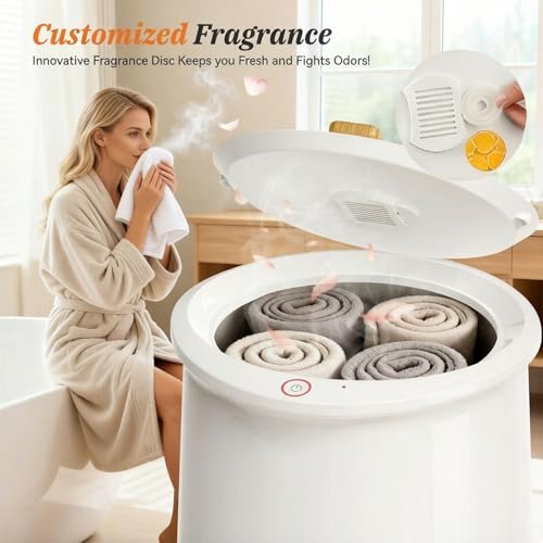 Luxury Bucket Towel Warmer for Bathroom, Large, Auto Shut Off | Large 20L capacity fits 2 oversized 40"x70" towels, 1-min rapid heating, auto shut-off safety, luxury spa experience at home