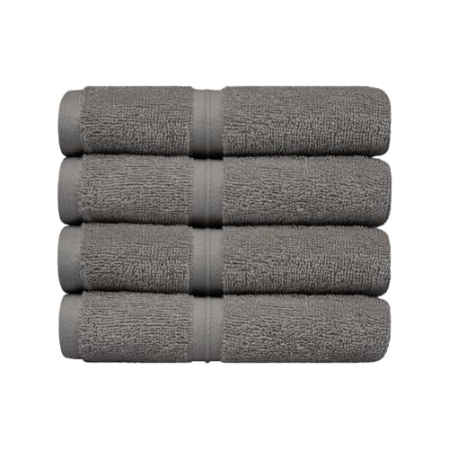 Quick Dry & Absorbent Wash Cloths Set of 4 (12" x 12") Hotel Quality, Versatile as, Washcloths for Your Face, Face Towel Set, Spa Towels, Hand Towels, Soft Wash Cloths -%100 Cotton - Gray - color: Gray