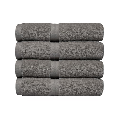 Quick Dry & Absorbent Wash Cloths Set of 4 (12" x 12") Hotel Quality, Versatile as, Washcloths for Your Face, Face Towel Set, Spa Towels, Hand Towels, Soft Wash Cloths -%100 Cotton - Gray - color: Gray