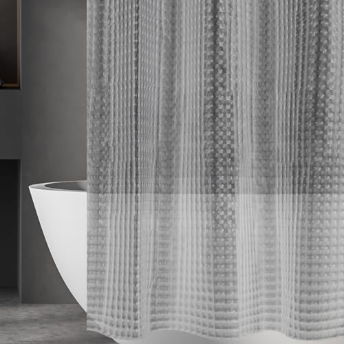 3D Crystal Grey Plastic Shower Curtain Liner, 72x72 Inch Thin Lightweight Ice Cube Plastic Bathroom Shower Showroom Inner Curtain with Rustproof Metal Grommet Holes and Weighted Magnets - color: C-grey, size: 72"W x 72"L (Pack of 1)