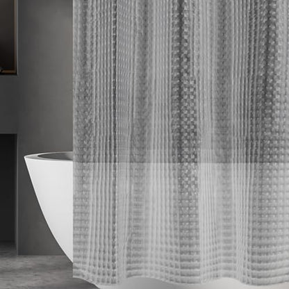 3D Crystal Grey Plastic Shower Curtain Liner, 72x72 Inch Thin Lightweight Ice Cube Plastic Bathroom Shower Showroom Inner Curtain with Rustproof Metal Grommet Holes and Weighted Magnets - color: C-grey, size: 72"W x 72"L (Pack of 1)