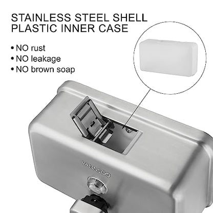 Wall Mounted Commercial Soap Dispenser Bathroom, Horizontal Brushed | 1100ml 37oz Stainless Steel Liquid Hand Sanitizer Dispenser - color: Horizontal Brushed