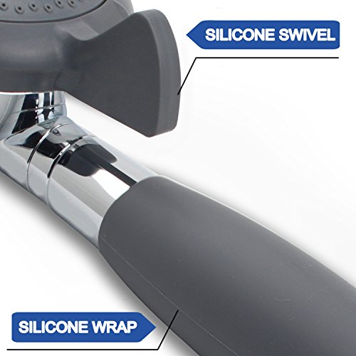 YOO.MEE ADA Handheld Shower, Fits Elderly and People Disabled in Action | Big-button Turning, Silicone Grip, Pause Setting, for Parkinson, Arthritis, 79 Inch Stainless Steel Hose Included, Chrome