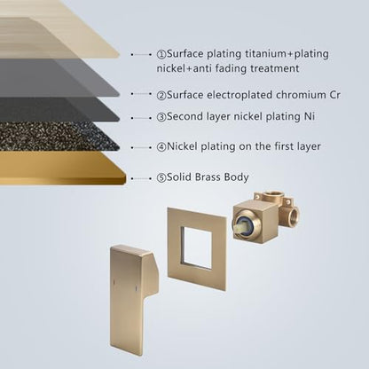 Waterfall Wall Mount Tub Faucet Bathroom Bathtub Faucet Sink Faucet Single Handle Tub Filler Rough-in Valve Included Brushed Gold Modern Basin Mixer Tap