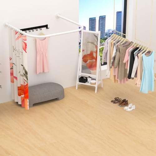 U Shower Curtain Rod Adjustable Stainless Steel U Shaped Rack Drill Free Install for Bathroom, Bathtub, Clothing Store (U Shaped White, Length on both sides:31.5"-47",Middle width:34.7"-43")