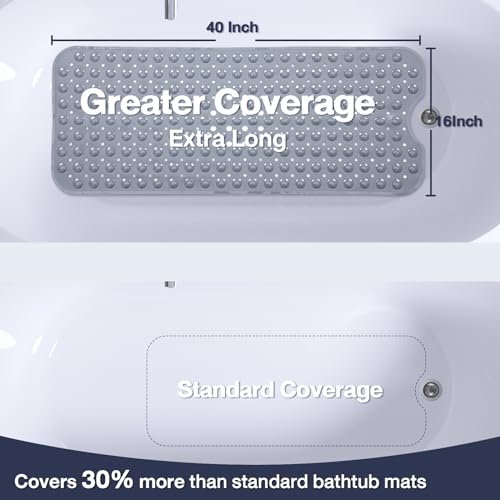 Gray Bathtub Mat and Clear Shower Mat