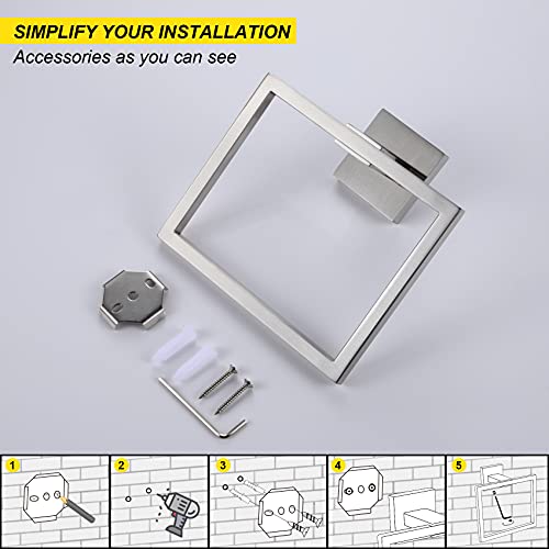 KOKOSIRI Bath Towel Ring Towel Hanger Bathroom Towel Holder Towel Rack Wall Mounted Stainless Steel Contemporary Style, Brushed Steel, B3004BR - color: Brushed Nickel, size: 1 Pack