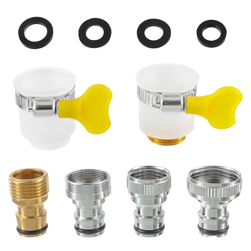 6‑Piece Faucet Quick‑Connector Kit，2 Universal Faucet Adapters | 4 Washing‑Machine Quick Connectors, Sink‑Tap‑to‑Garden‑Hose Adapter for Dishwasher, Car‑Wash and Household Water Connection